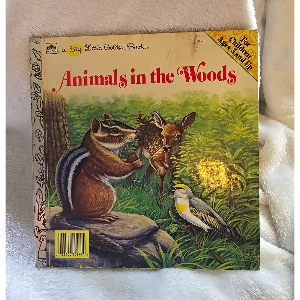 Animals in the Woods Big Little Golden Book HC 1987 Inscribed Ryder Bonforte